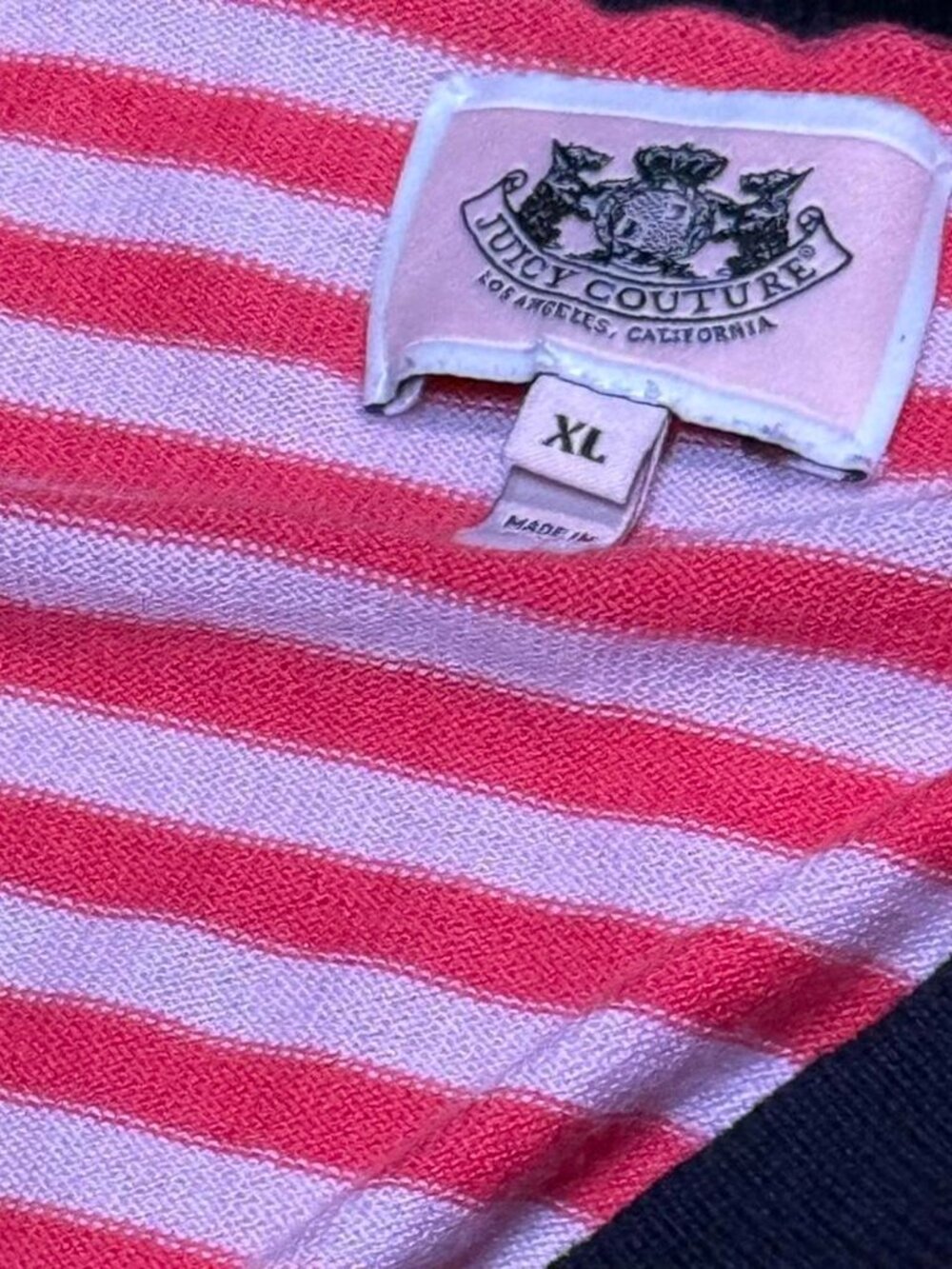 Juicy Couture Pink & Purple Striped Cardigan with Navy Trim - Picture 4 of 4